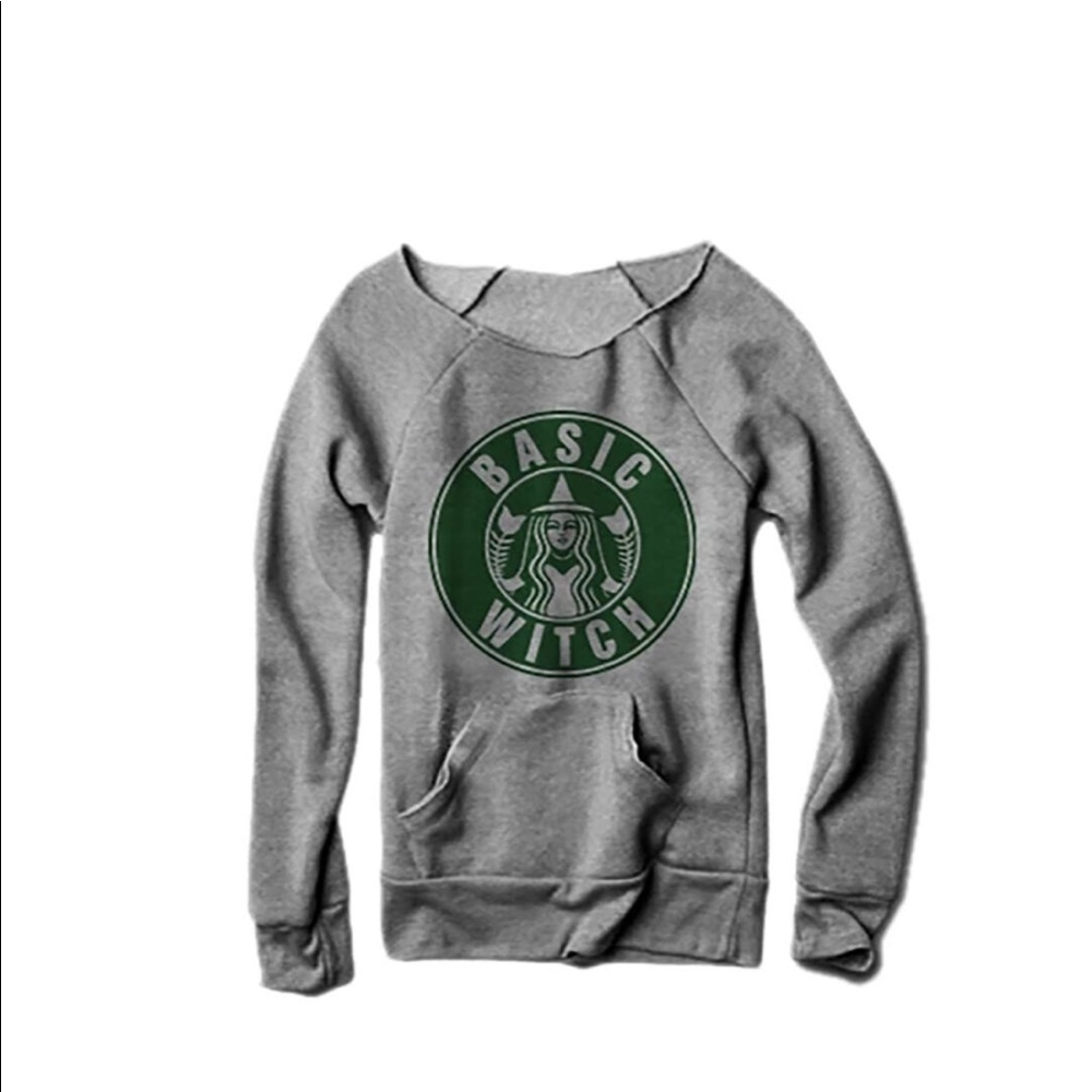 Basic Witch Long Sleeve w/ Pocket Gray Sweatshirt - Picture 1 of 1